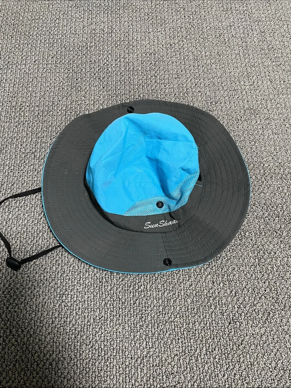 Kids Blue and Gray Wide-Brim Sun Hat
